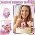 thumbnail image 4 of Creative Cartoon Numeral Birthday Candle, Pink Number Cake Topper with Butterfly Decoration, Elegant Party Supplies for Anniversary Celebration, Number 0, 4 of 6