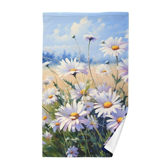 Daisy Flowers Cotton Face Towels Soft Hand Towel Absorbent Bathroom Towel for Kitchen Hotel Decoration