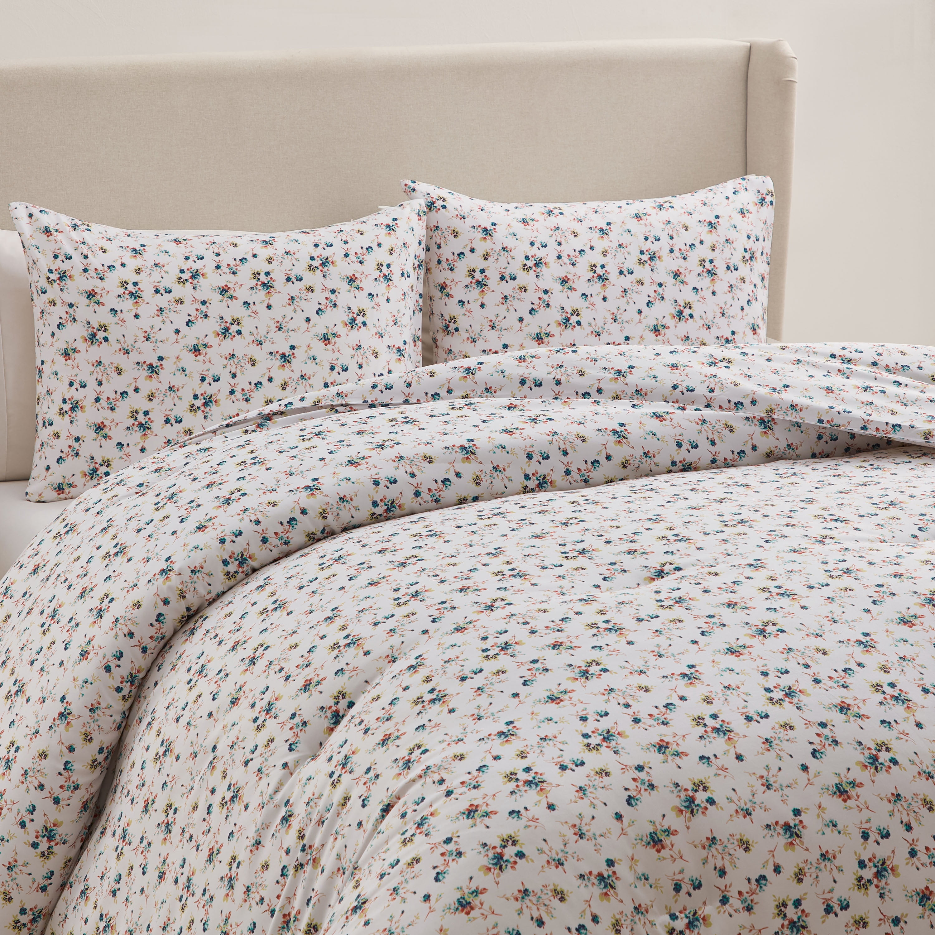 LammaLoe Full Size Comforter Sets, 3 Piece Floral Bedding Comforter Set with Sheets, Bed in a Bag, Blue Rose Duo