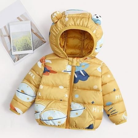 

ZHUASHUM Boys Girls Winter Camouflage Cartoon Prints Bear Ears Hooded Thicken Windproof Zipper Warm Outwear Coat For Kid