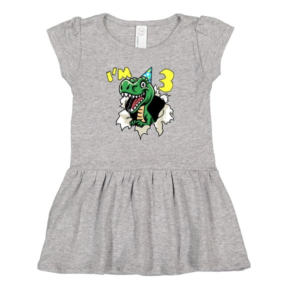 Inktastic I'm 3 Dinosaur Girls Toddler Dress