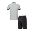 thumbnail image 3 of Pantalones Cortos para Hombre Conjunto de Trajes de 2 Piezas, Moda Mock Bolsillo Botón de Color Sólido Solapa Tops Cortos de Cintura Elástica, 3 of 5