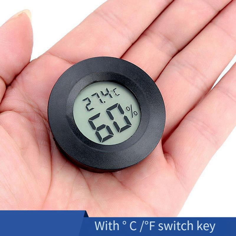 16PC Mini LCD Digital Thermometer Hygrometer Round Temperature Humidity Sensor for Freezers Wine Cooler Crawling Pet Box