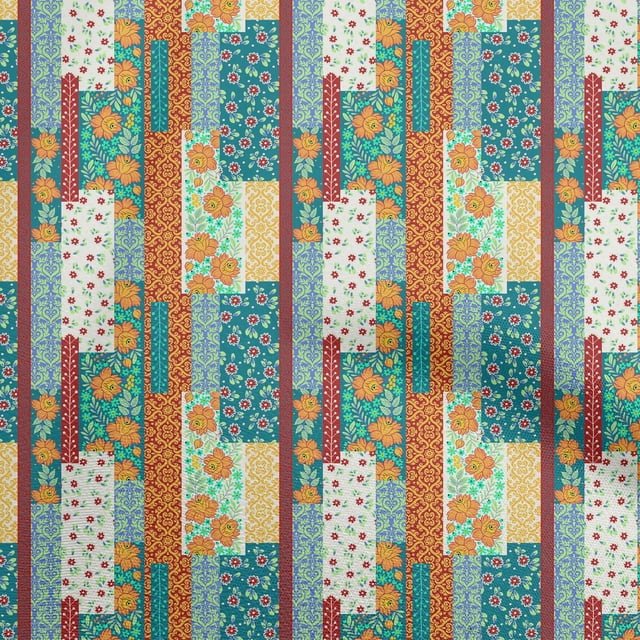 oneOone Cotton Cambric Red Fabric Floral Sewing Craft Projects Fabric Prints By Yard 56 Inch Wide