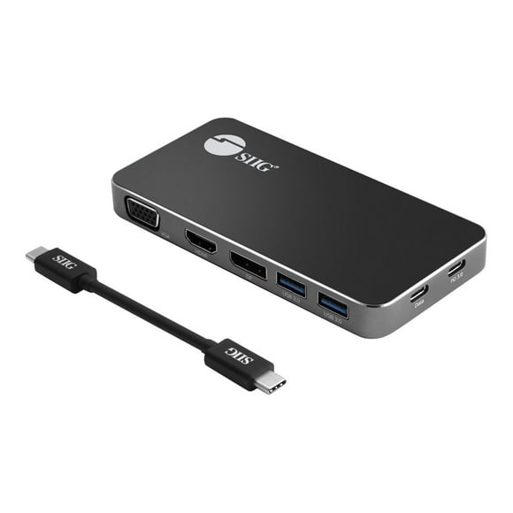 SIIG USB-C MST Video Travel Docking with PD - Docking station - USB-C - VGA, HDMI, DP