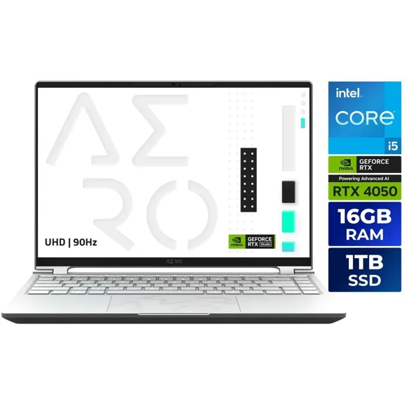 GIGABYTE - 14" GeForce RTX 4050 Laptop GPU - Intel Core i5-12500H - 16GB Memory - 1 TB Gen4 SSD - Windows 11 Home 64-bit - Gaming Laptop - 90 Hz OLED (AERO 14 OLED 9MF-E2USBB4SH )