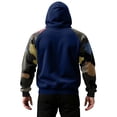 thumbnail image 4 of Men's Pullover Hoodie with Camouflage Print Raglan Sleeves Drawstring Hood and Kangaroo Pocket Casual Style Dark Blue L, 4 of 5