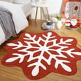 thumbnail image 2 of Hasoo Christmas Snowflake Shaped Indoor Home Decor Carpet 3'x 3' Red Area Rug for Living Room, 2 of 5