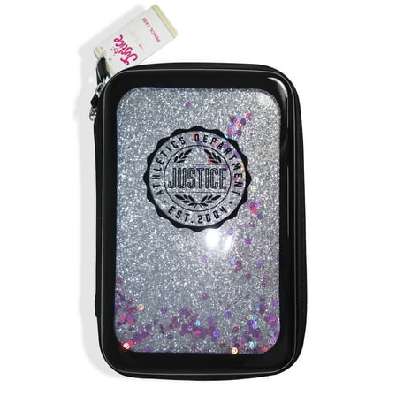 Justice Collegiate Metallics Pencil Case with Glitter and Confetti Accents