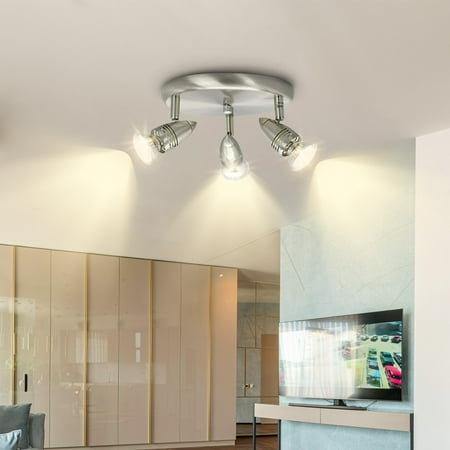 

Depuley 3 Light Round LED Ceiling Spot Light Fixtures Flush Mount Ceiling Light Multi-Directional Ceiling Track Lighting for Living Room Bedroom Kitchen Hallway GU10 Bulbs Included