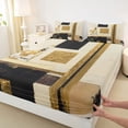 thumbnail image 5 of Castle Fairy Mid Century Gold Square Relief King Sheets 4pcs,Abstract Textured Brush Splash Bedding,Black Cream,1 Flat Sheet, 1 Fitted Sheet and 2 Pillowcases, 5 of 7