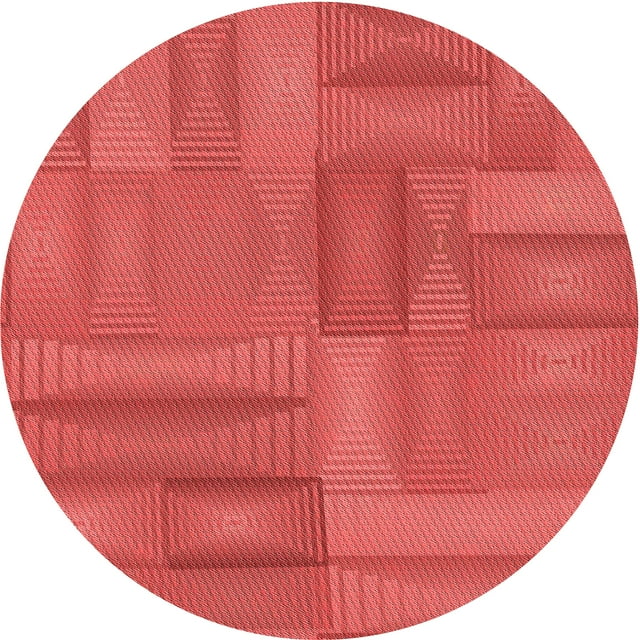 Ahgly Company Tapis d'Intérieur Ronds Transitionnels Rouges Lavables à la Machine, 3 Pieds Rond