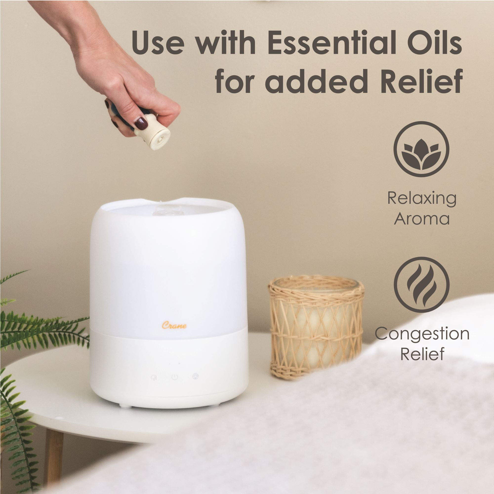 Compact 3-in-1 Cool Mist Humidifier, 0.5 Gallon Portable Room Humidifier with Sleep Support Night Light, Essential Oil Aroma Tray, Small Bedroom & Nursery Moisture Control