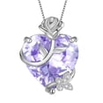 thumbnail image 1 of Juwaliy 15MM Mujer Rose Collar de Corazón Piedra de Nacimiento de Junio Dije de Flor Mariposa de Plata Esterlina 925 Joyería de Alejandrita Morada Regalo de Cumpleaños para Mamá, 1 of 7