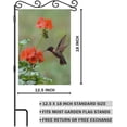 thumbnail image 2 of Hummingbird Garden Flag Small Vertical Double Sided 12.5 x 18 Inch Ruby-Throated on a Geranium Flower Red and Green Burlap Yard Outdoor Decor, 2 of 6