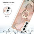 thumbnail image 4 of SaniMore for Samsung Galaxy S23 Plus Case, Marble Pattern 3 in 1 Heavy Duty Shockproof Full Body Hard PC+IMD Bumper Drop Protective Women Girls Cover Rotating Ring Bracket Stand, Gold, 4 of 10