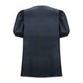 thumbnail image 5 of Women's Loose-Fit Linen Button-Up Shirt with Short Sleeves and Round Neck, 5 of 6