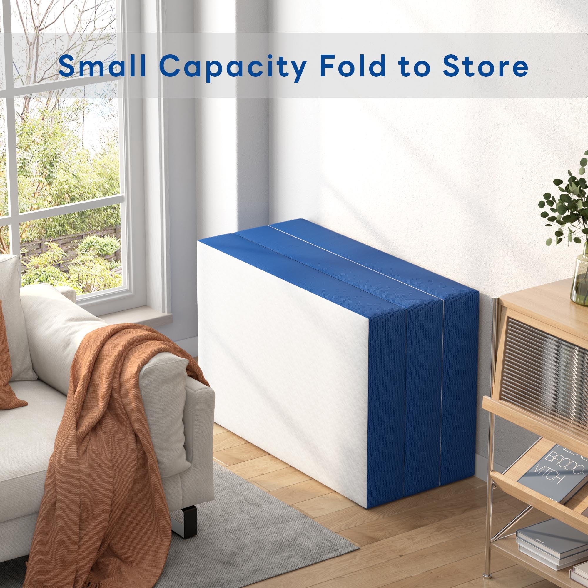 Soges 6 inch Tri-Fold Mattress Twin Size Memory Foam Mattress Portable Floor Mattress for Travel & Camping, Washable Cover Foldable Mat