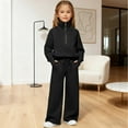 thumbnail image 2 of Girls Sweatsuit Tracksuit Set Teen Kids Pullover Sweatshirts and Sweatpants Sweat Set Lounge 2 Piece Outfits,Black 7-8 Years, 2 of 7