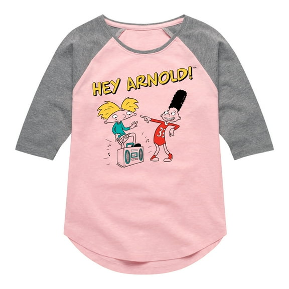 Hey Arnold! - Bust Buds - Toddler And Youth Girls Raglan Graphic T-Shirt
