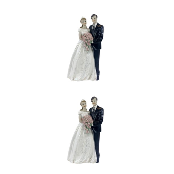 Naiovety Muñecos para decoración de pasteles, figurita de resina para novia y novio, soporte para manualidades de boda, pareja de aniversario, Escribe un 2Conjunto