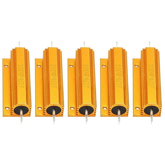 5X Gold Aluminum Clad Power Resistor Resistance 100W, 4 Ohm 4R,5X 100W Watt Power Metal Shell Case Wirewound Resistor,Gold