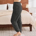 thumbnail image 4 of Womens Fleece Pajama Pants Winter Warm Plush Flannel Sleep Bottoms Soft Fuzzy Lounge Pants with Pockets Sleepwear Dark Gray, 4 of 7