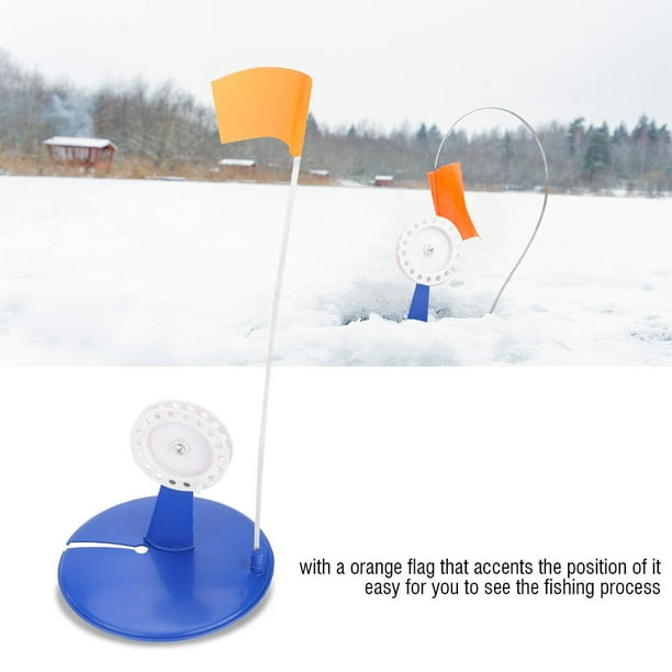 Greensen Ice Fishing Rod Tip-Up, Tip-Up Ice Fishing Pole,Ice Fishing Rod Tip-Up  Compact Metal Pole Orange Flag Angler Tackle Accessory 