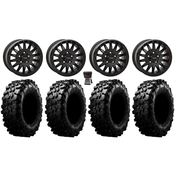 System 3 SB-8 Bdlk 15" Wheels Bk  38mm 33" Carnivore Tires Polaris RZR Turbo R & Pro R Ranger 1500 Xpedition