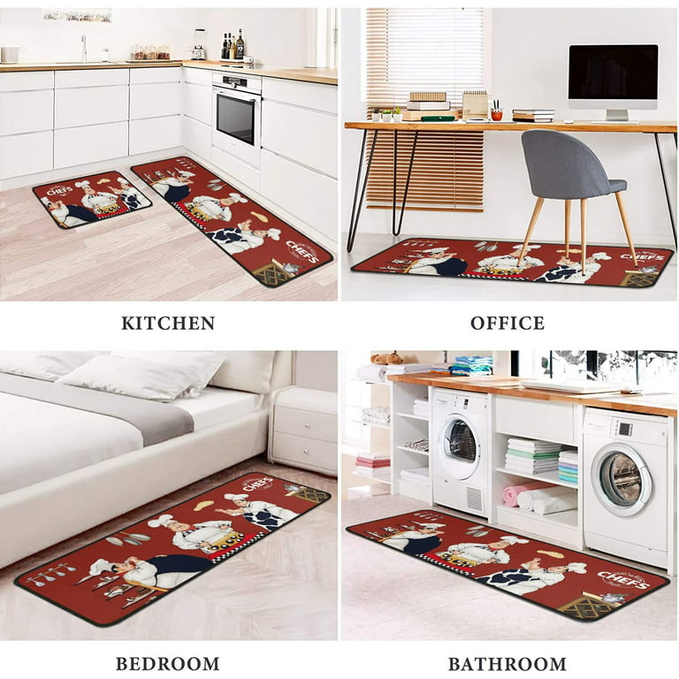 Fat Chef Kitchen Rugs and Mats Non Skid Washable Chef Kitchen Mats  Cushioned Anti Fatigue for in Front of Sink and Bathroom Carpet Doormat 39  X 20