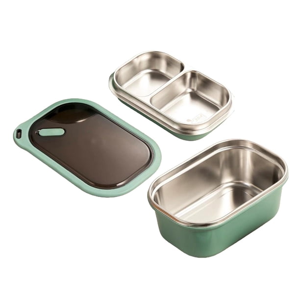Fiambrera Bento de acero inoxidable de 1,2 l, apta para lavavajillas, ideal para picnic. 2 niveles verde