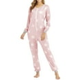 thumbnail image 4 of Defitshape Women's Full Zipper Onesie Sleepwear Onesies Pajmama Long Sleeve Zip Up Zipper Soft Winter Pant Casual Spring Pink XX-Large, 4 of 4