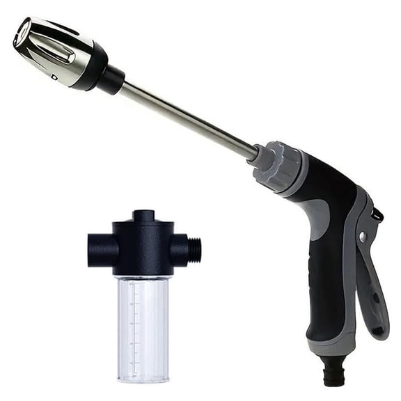 DEXIMRO High Pressure Foam Gun Car Wash Sprayer, Heavy Duty Metal Garden Hose Nozzle with 100cc/3.5oz Plastic Soap Dispenser Bottle, For Gardening, Watering Plants, Floor Cleaning