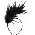 thumbnail image 1 of Diadema de plumas de los años 20, diadema estilo flapper de los años 20, diadema clásica vintage, tocado de boda para fiesta temática, diadema de plumas (negro), 1 of 5