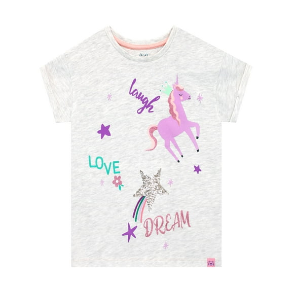 Harry Bear Girls Unicorn Laugh Love Dream Short Sleeve T-Shirt Sizes 2T-6