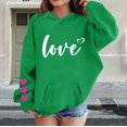 thumbnail image 2 of CPNG Girls Hoodies Tops Love Heart Print Long Sleeve Hooded Sweatshirts with Front Pocket Kids Loose Fit Daily Pullover Sweatshirt, 2 of 5