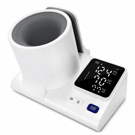 Upper Arm Blood Pressure Monitor for Home Use, Barrel Design One-Touch Blood Pressure Machine, Auto-Fit Wide Range 7.1"-16.5", 3-Color Backlight, 2 Users 2×99 Memory