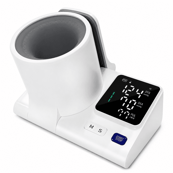 Upper Arm Blood Pressure Monitor for Home Use, Barrel Design One-Touch Blood Pressure Machine, Auto-Fit Wide Range 7.1"-16.5", 3-Color Backlight, 2 Users 2×99 Memory