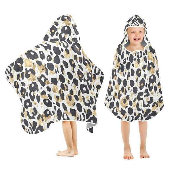 joogoo Leopard Golden-h1 Kids Hooded Beach Towel Baby Bath Towel 23.5"x50"