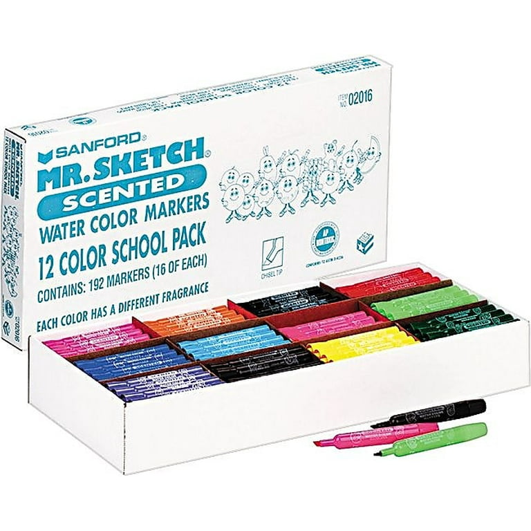 Mr. Sketch Scented Markers Classpack - Broad, Narrow, Medium Marker Point -  Chisel Marker Point Style - Raspberry, Orange, Cherry, Banana, Mint, Apple  Green, Blueberry, Grape, Cinnamon, Licorice, Melo