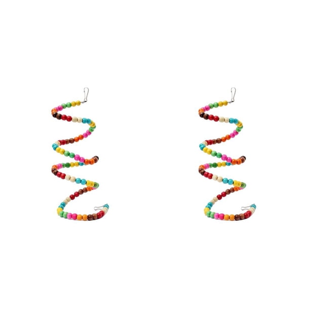 Methold Juguetes para pájaros, cuerda Multicolor colgante, cuentas de madera, jaula para columpio, escalera en para pájaros, mordeduras para Color aleatorio 100cm 2piezas Methold CBP102335