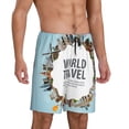 thumbnail image 2 of Naloa World Travel Men's Short Pajama Pants, Lounge Comfort Shorts with Elasticized Waistband and Side Pockets - X-Large, 2 of 9