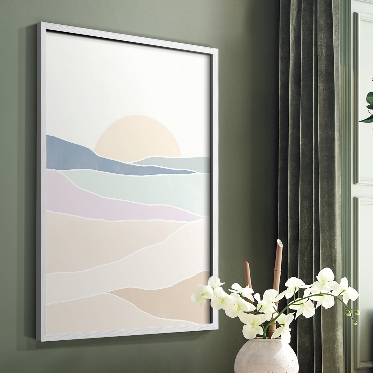 Wave Tableau II Framed Print in White Solid Wood 8 x 10 Framed Print
