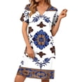 thumbnail image 2 of Enjoytime Womens Summer Dresses Vintage Printed V-Neck Short Sleeve Mini Dress Summer Casual A-Line Tshirt Dresses, 2 of 8