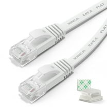 XINCA Cat6 Ethernet Cable 15ft White Gigabit Flat Network Cable with 5pcs Cable Clips Snagless Rj45 Connectors for Computer/Modem/Router/X-Box Faster Than Cat5e/Cat5