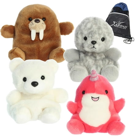 Aurora Palm Pals Polar Bundle: Marina Harbor Seal, Nia Narwhal, Puck Polar Bear, and Waldo Walrus