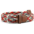 thumbnail image 3 of Elastic Belts for Men, Braided Belt, Canvas Woven Elastic Stretch Belts for Men/Junior, Red on Gray, 3 of 7