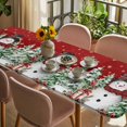 thumbnail image 3 of Red Christmas Table Cloths for 8 Foot Rectangle Tables, Xmas Snowman Trees Watercolor Snowflakes Patio Waterproof Elastic Fitted Tablecloths, Washable Rectangular Table Cover for Camping, 3 of 8