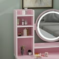 thumbnail image 6 of OXYLIFE Vanity Set with Lighted Mirror, Girls Makeup Vanity Table with 5 Drawers, Shelves and Stool, Pink, 6 of 10