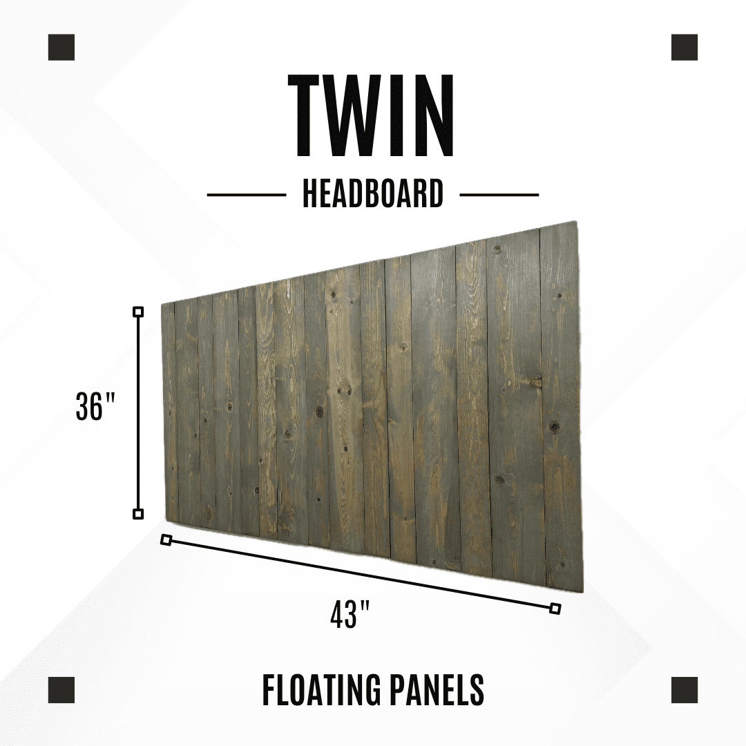 Barn Walls Coastal Twin Solid Wood Headboard, Natural Wood Grain, Wall Mount, Bluish-Gray